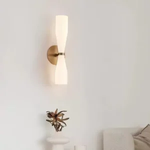 Simple Symmetric Double Fluted Opal Glass Wall Lamp WA1056 1