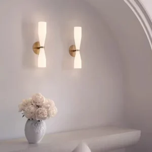 Simple Symmetric Double Fluted Opal Glass Wall Lamp WA1056 3