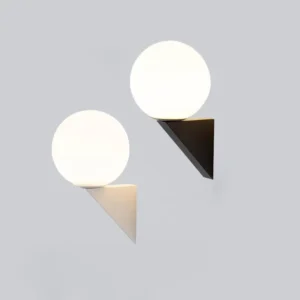 Minimalist Geometric Triangular Block White Globe Wall Lamp WA1057 1
