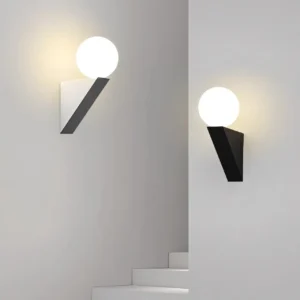 Minimalist Geometric Triangular Block White Globe Wall Lamp WA1057 2
