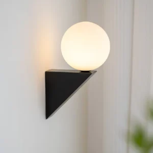 Minimalist Geometric Triangular Block White Globe Wall Lamp WA1057 4