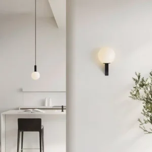 Minimalist Geometric Triangular Block White Globe Wall Lamp WA1057 5