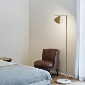 Modern Metal Cantilever Floor Lamp with Marble Base& Cone Shade FL-A013 1