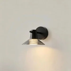 Minimalist Ribbed Conical Glass Metal Decor Wall Sconce WA1058 1