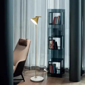 Modern Metal Cantilever Floor Lamp with Marble Base& Cone Shade FL-A013 2