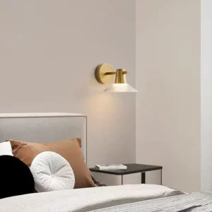 Minimalist Ribbed Conical Glass Metal Decor Wall Sconce WA1058 3