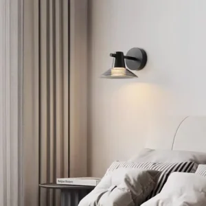 Minimalist Ribbed Conical Glass Metal Decor Wall Sconce WA1058 5