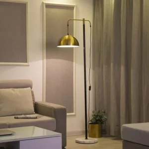 Black & Brass Cantilever Floor Lamp Marble Base Brass Dome Shade FL-A014 1