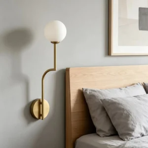 Minimalist Z-Shape Metal Stem Opal Sphere Wall Lamp WA1059 1