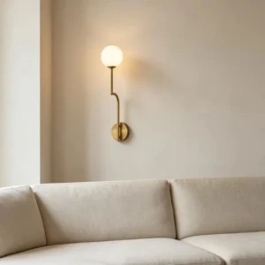 Minimalist Z-Shape Metal Stem Opal Sphere Wall Lamp WA1059 2