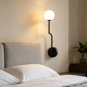 Minimalist Z-Shape Metal Stem Opal Sphere Wall Lamp WA1059 3