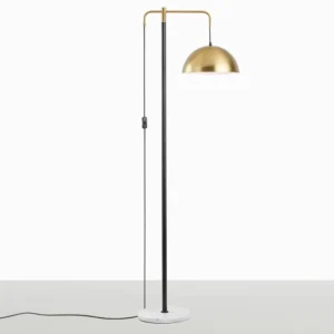 Black & Brass Cantilever Floor Lamp Marble Base Brass Dome Shade FL-A014 4