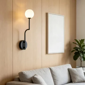 Minimalist Z-Shape Metal Stem Opal Sphere Wall Lamp WA1059 4