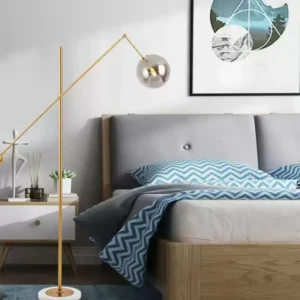 Balance Counterweight Floor Lamp Brass Arm Marble Base & Glass Ball Shade FL-A015 1