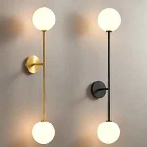 Minimalist Linear Metal Stem Double Milky White Glass Wall Lamp WA1060 2