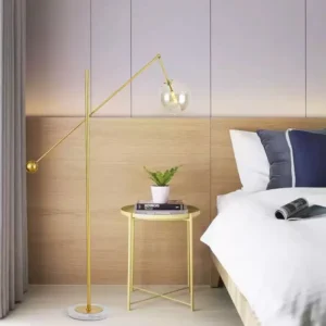 Balance Counterweight Floor Lamp Brass Arm Marble Base & Glass Ball Shade FL-A015 2
