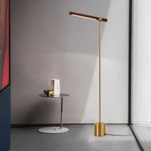 Modern Adjustable Brass & Walnut Metal Linear LED Floor Lamp FL-A017 1