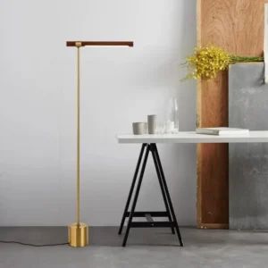 Modern Adjustable Brass & Walnut Metal Linear LED Floor Lamp FL-A017 2