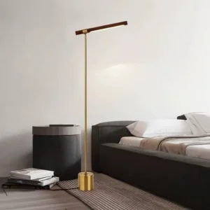 Modern Adjustable Brass & Walnut Metal Linear LED Floor Lamp FL-A017 3