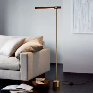 Modern Adjustable Brass & Walnut Metal Linear LED Floor Lamp FL-A017 4