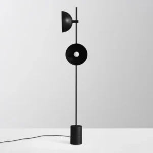 Abstract Black Sculpture Floor Lamp Dual Dome Disc Adjustable Shades FL-A018 1