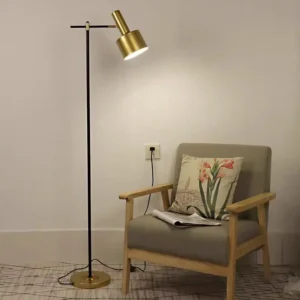 Modern Black & Brass Cantilever Floor Lamp with Rotatable Brass Tube Shade FL-A020 3
