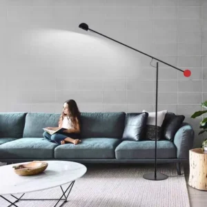 Modern Black Balance Counterweight Floor Lamp Red Weight Ball Dome Shade FL-A021 1