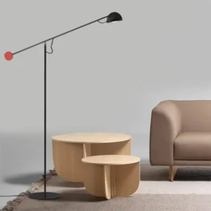 Modern Black Balance Counterweight Floor Lamp Red Weight Ball Dome Shade FL-A021 2