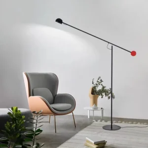 Modern Black Balance Counterweight Floor Lamp Red Weight Ball Dome Shade FL-A021 3