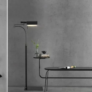 Multi-Joint Swing Arm Floor Lamp Black Rectangular Task Reading Light FL-A022 3