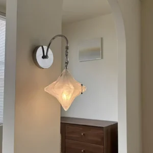 Art Deco Star Frosted Glass Adjustable Curved Arm Wall Lamp WA1067 3