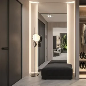 Modern Metal LED Floor Lamp with Slim Black Pole FL-A023 2