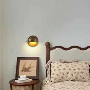 Minimalist Brass Metal Round Indoor Wall Lamp WA1068 4