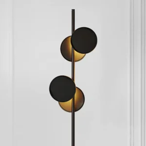Contemporary Matte Black & Brass Geometric Double Circle Floor Lamp FL-A024 1
