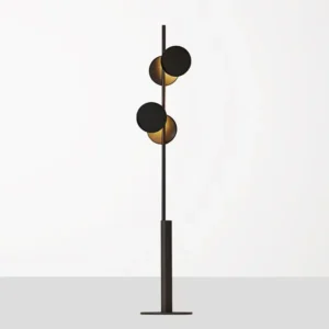 Contemporary Matte Black & Brass Geometric Double Circle Floor Lamp FL-A024 3