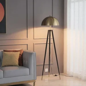 Modern Black & Brass Tripod Floor Lamp with Mushroom Dome Shade FL-A025 1