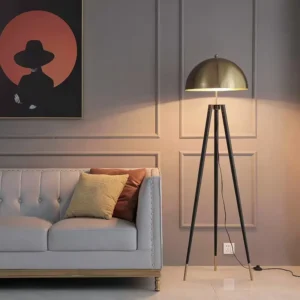 Modern Black & Brass Tripod Floor Lamp with Mushroom Dome Shade FL-A025 3