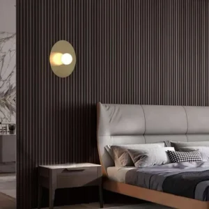 Minimalist Round Brass Metal Disc & White Glass Wall Sconce WA1071 3