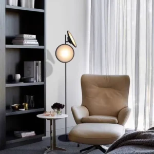 Minimalist Two Round Lamp Head Floor Lamp Matte Black Metal Frame FL-A027 2
