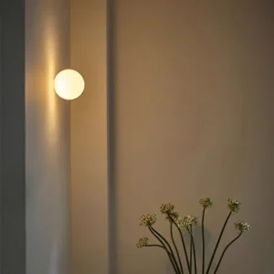 Modern Brass Metal& White Glass Circular Wall Lamp WA1072 3