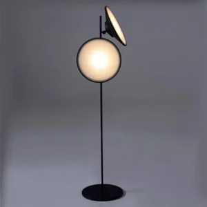 Minimalist Two Round Lamp Head Floor Lamp Matte Black Metal Frame FL-A027 4