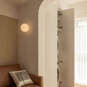 Modern Brass Metal& White Glass Circular Wall Lamp WA1072 5