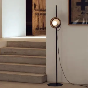 Minimalist Single Circle Metal Frame Floor Lamp with Frosted Globe Glass FL-A029 3