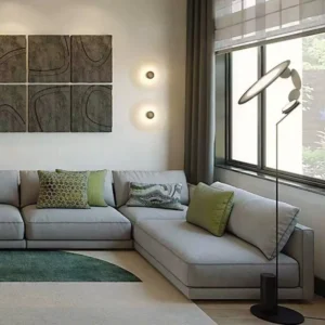 Modern Two-Lamp Head Black Metal LED Floor Lamp FL-A030 1