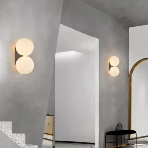 Minimalist Metal and Round Frosted Glass Wall Lamp WA1077 2