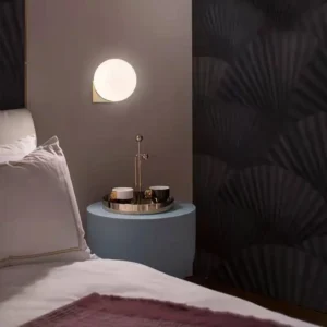 Minimalist Metal and Round Frosted Glass Wall Lamp WA1077 3