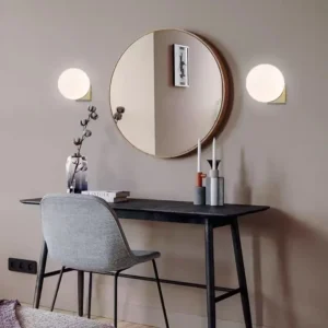 Minimalist Metal and Round Frosted Glass Wall Lamp WA1077 4
