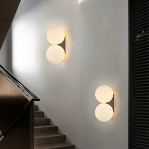 Minimalist Metal and Round Frosted Glass Wall Lamp WA1077 5