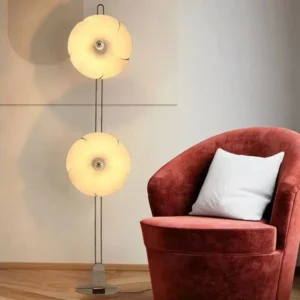 Contemporary Sculptural Two Flower Shape Chrome Floor Lamp FL-A034 1