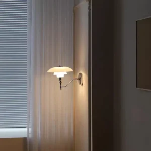 Chrome Adjustable Arm Glass Shade Wall Sconce WA1078 2